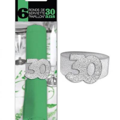Rond de serviette elegant 30ans fete anniversaire argent