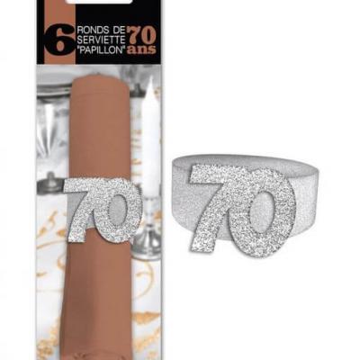 Rond de serviette elegant 70ans fete anniversaire argent