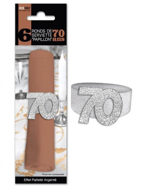 Rond de serviette anniversaire argent 70ans