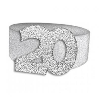 Rond de serviette elegant 20ans fete anniversaire argent