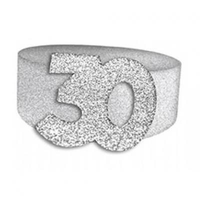 Rond de serviette elegant 30ans fete anniversaire argent