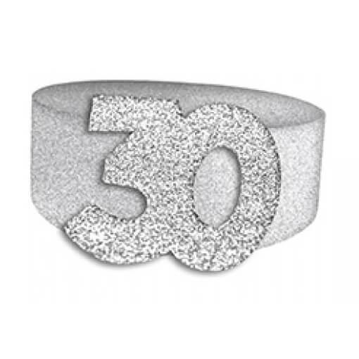 Rond de serviette elegant 30ans fete anniversaire argent