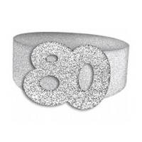 Rond de serviette elegant 80ans fete anniversaire argent