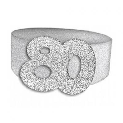 Rond de serviette anniversaire argent 80ans (x6) REF/RSP08A