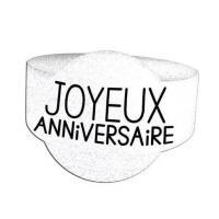 Rond de serviette elegant anniversaire blanc paillete