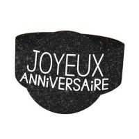 Rond de serviette elegant anniversaire noir paillete