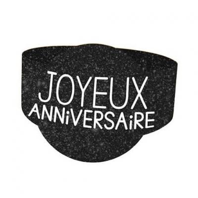 Rond de serviette joyeux anniversaire noir (x6) REF/RSP00N