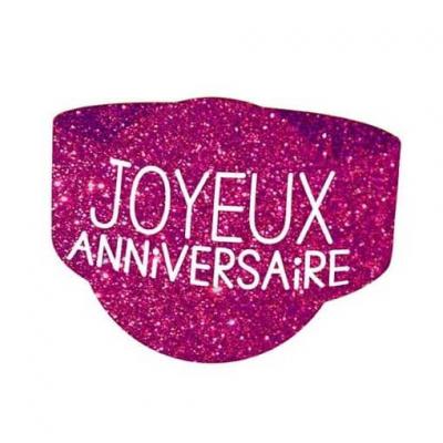 Rond de serviette joyeux anniversaire rose fuchsia (x6) REF/RSP00F