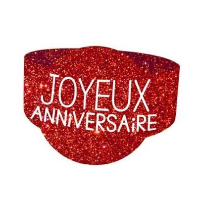 Rond de serviette elegant anniversaire rouge paillete