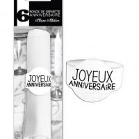 Rond de serviette joyeux anniversaire blanc