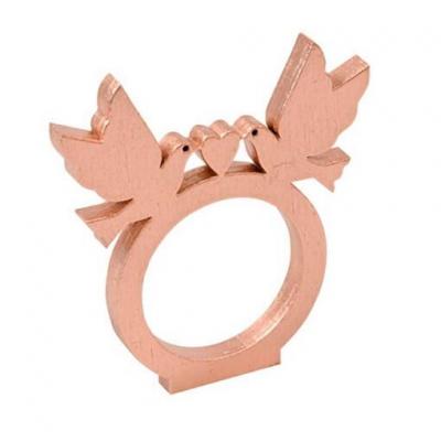 Rond de serviette mariage Colombes rose gold en bois (x2) REF/DEK0285