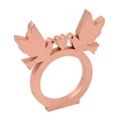 Rond de serviette mariage colombes rose gold