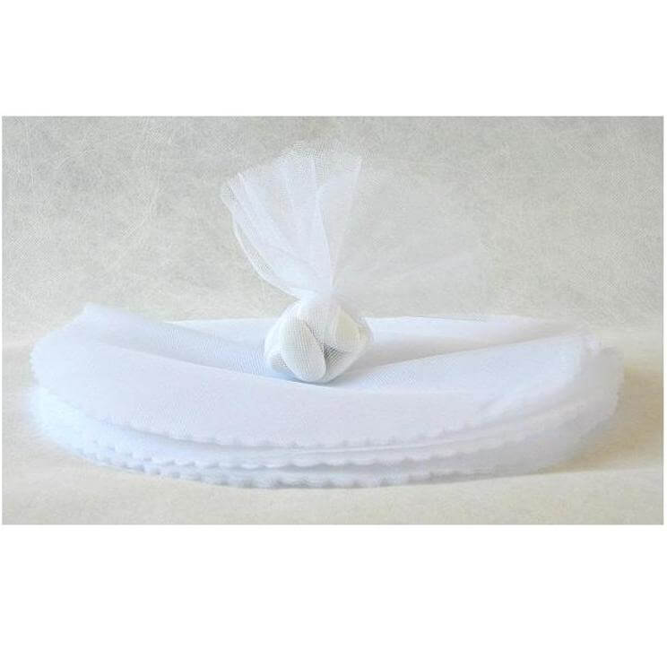 Rond tulle festonne blanc pour confection de dragees
