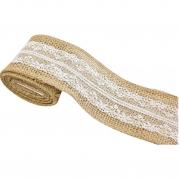 1 Bobine ruban jute et dentelle de 6cm x 2m REF/RU359 Thème Champêtre, dentelle...