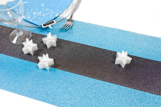 Ruban bleu turquoise paillete 1