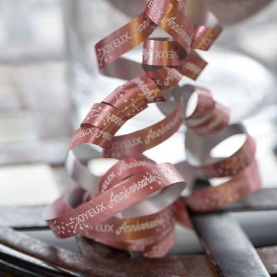 Bobine ruban bolduc anniversaire rose gold