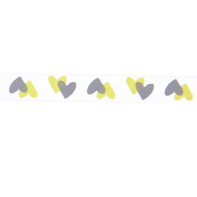 Ruban mariage coeur vert et gris