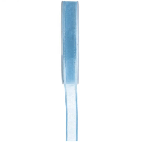 Ruban organdi avec bord satin bleu ciel 12mm
