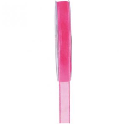 Ruban organdi avec bord satin fuchsia 6mm
