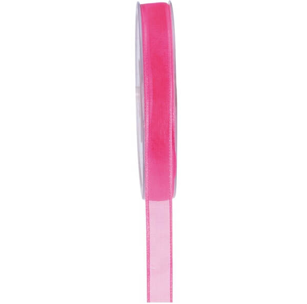 Ruban organdi avec bord satin fuchsia 6mm