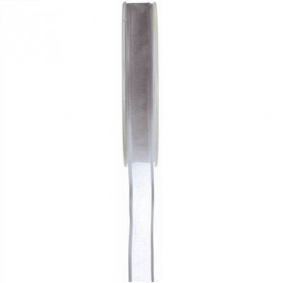 Ruban organdi avec bord satin gris 12mm