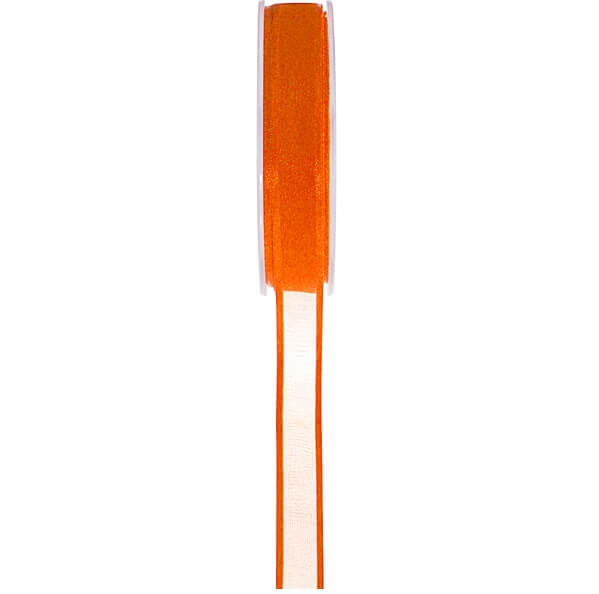 Ruban organdi avec bord satin orange 12mm