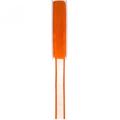 Ruban organdi avec bord satin orange 6mm