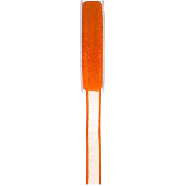 Ruban organdi avec bord satin orange 6mm