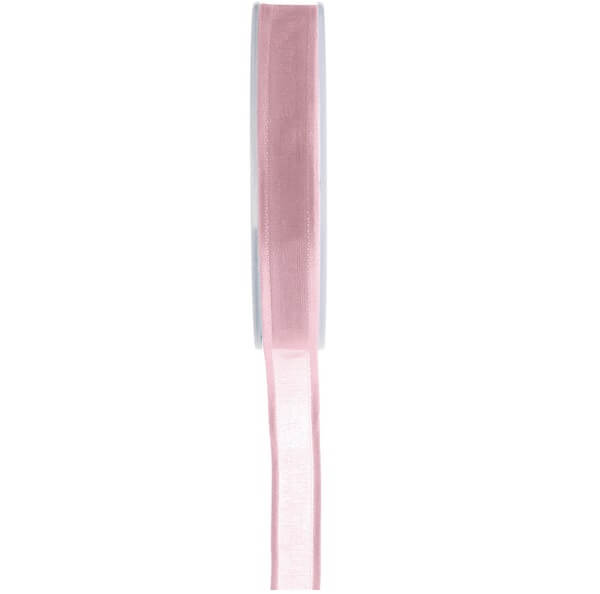 Ruban organdi avec bord satin rose 12mm