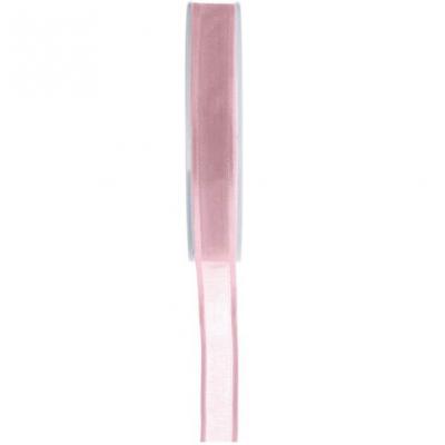 Ruban organdi avec bord satin rose 12mm