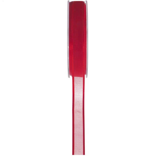 Ruban organdi avec bord satin rouge 6mm
