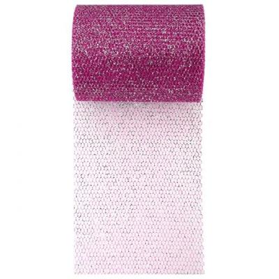 Ruban tulle fuchsia pailleté, 10m (x1) REF/70228