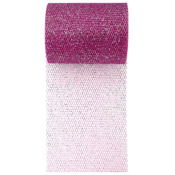Ruban tulle fuchsia paillette