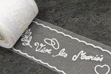 Ruban tulle mariage vive les maries blanc
