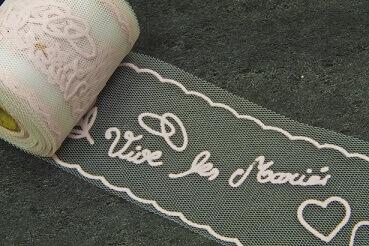 Ruban tulle mariage vive les maries rose