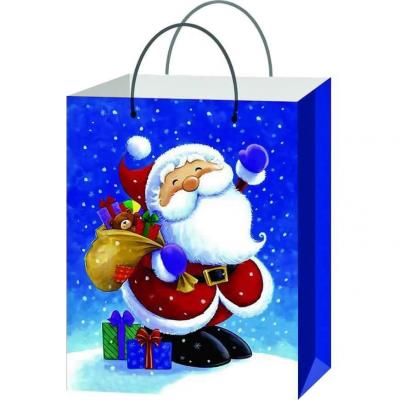 1 Sac bleu père Noël avec ses cadeaux de 32cm H. pour vos emballage REF/SUN409
