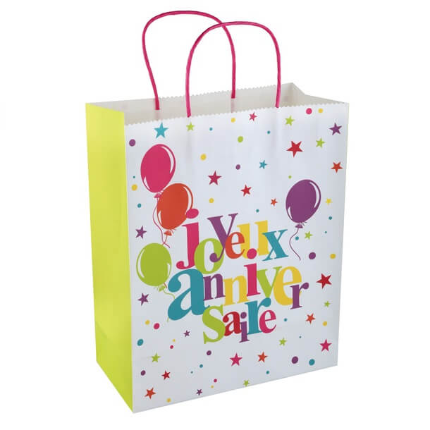 Sac cadeau anniversaire multicolore