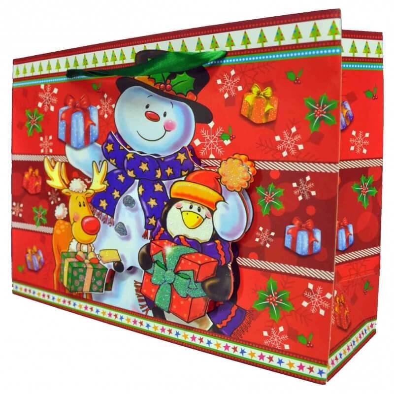 Sac cadeau noel avec motif en relief