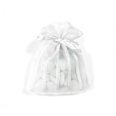 Sac organza blanc avec rayures (x6) REF/SC420