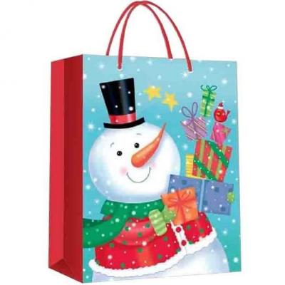 Sac papier cadeaux de noel avec bonhomme de neige