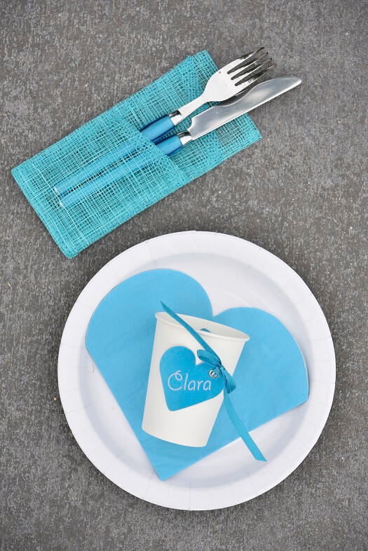 Sachet bleu pour couvert