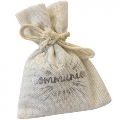 Sachet communion argent en toile
