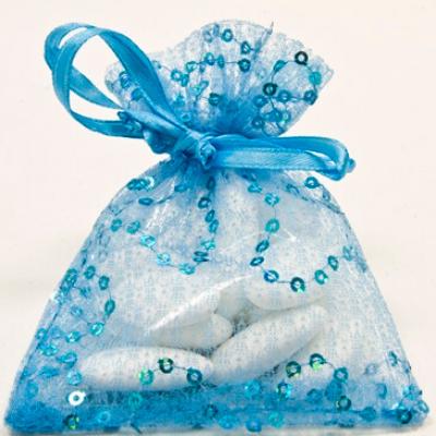 Sachet fantaisie bleu turquoise (x6) REF/SC417