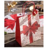 Sachet pour cadeau de noel rouge et blanc avec noeud decoratif