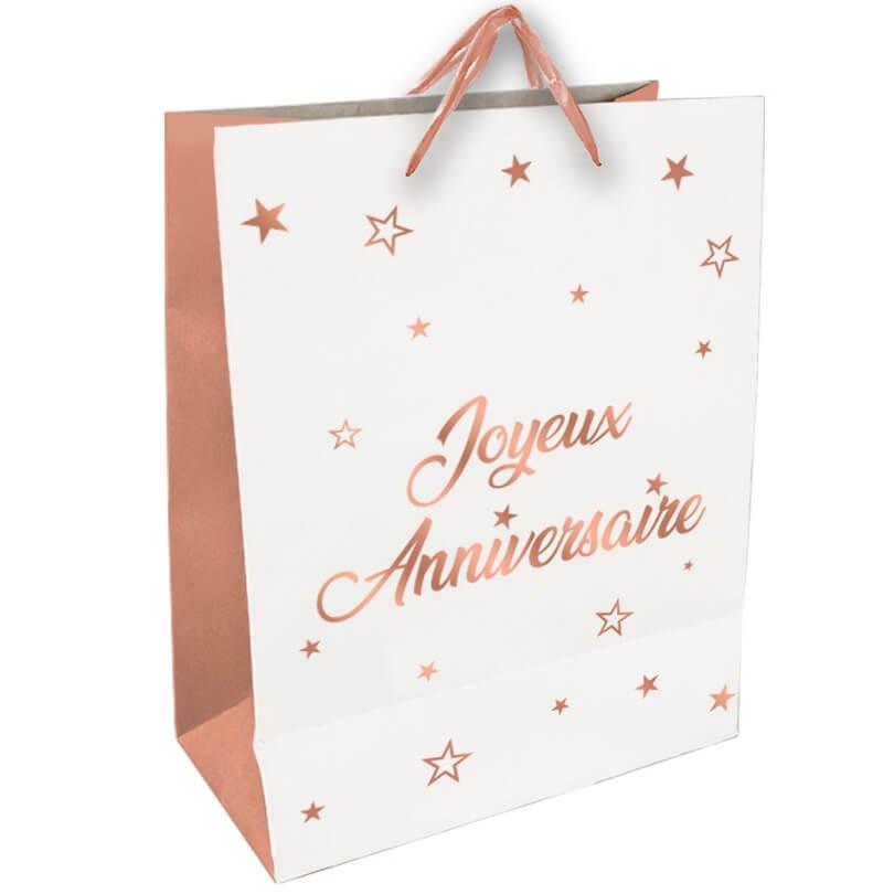 Sac anniversaire blanc et rose gold pour cadeaux REF/SACMG00RG