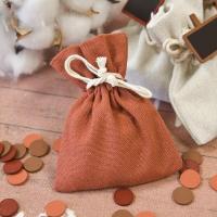 Sc462 contenant sachet en toile terracotta pour dragee