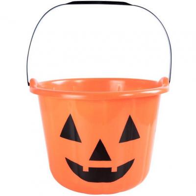 Seau halloween citrouille orange et noir