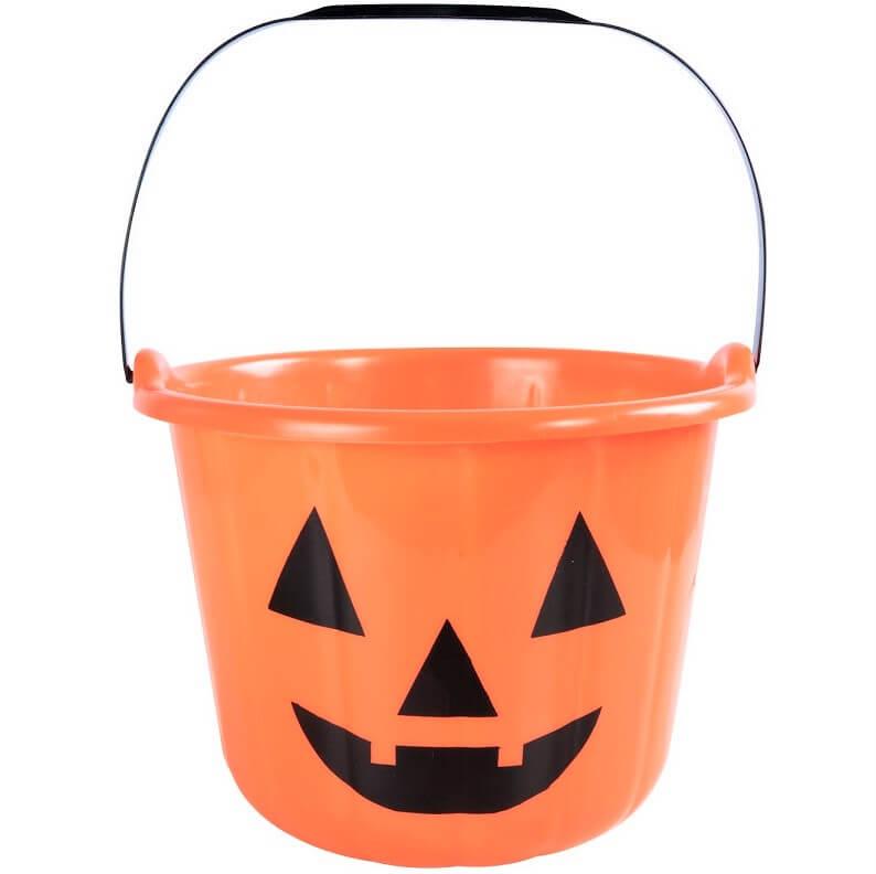 Seau halloween citrouille orange et noir
