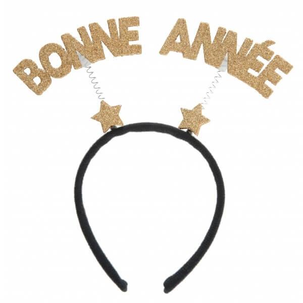 Serre tete bonne annee noir et or