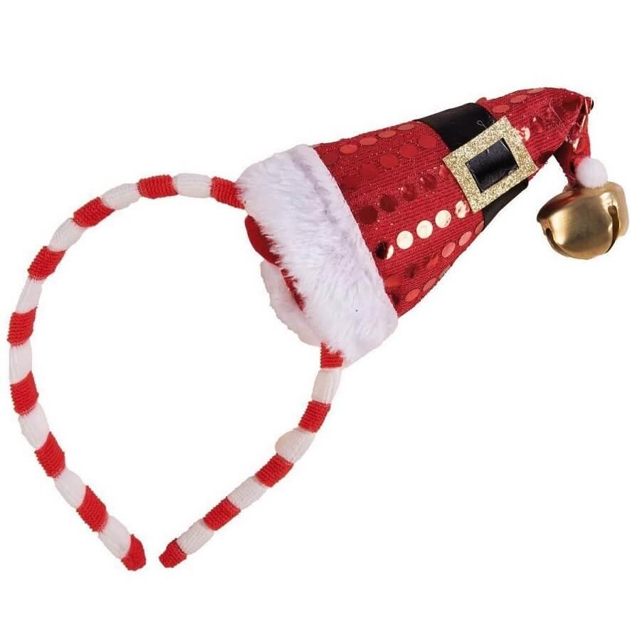 Serre tete bonnet de noel avec sequins et grelots